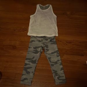 Athleta girl matching grey camo workout set